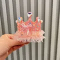 Rosa Pailletten Krone Haarklammer mit Schleife und Tüllrand, süße Prinzessin Kinder Entenschnabel - Dunkelrosa U3-2 Haarnadel