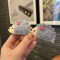 Handgemachte Filz Igel Haarklammer süße graue Tier BB Klammer Kinder Haarschmuck - Dunkelrosa Paar