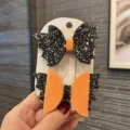 Halloween Glitzer Fledermaus Kürbis Haarspangen, süße Kinder Festival Clip Variante. - Glitzer Fledermaus und Kürbis Paar Clip