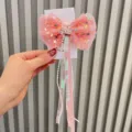 Süße rosa Pailletten Schleife Haarspange mit Krone und Perlenquaste für süße Kinder. - Lotuswurzelrosa U5-3 Haarnadel