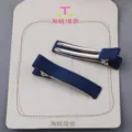 Donkerblauwe 6.0cm grosgrain lint beklede dubbele krokodil haarklemmen voor DIY haaraccessoires. - Marineblauw