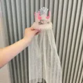 Kids Birthday Crown Headband Pink Tulle Veil Cute Princess Party Hair Accessory Variant - Hair Clip Style / Champagne