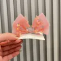 Zauberhafte rosa Pailletten Schleife Haarklammer mit glitzernder Krone für Kinder. - Rosa U5-3 Haarnadel