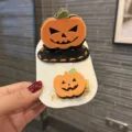 Süße Halloween Kürbis Haarklammer für Kinder, festliches Filz Haarschmuck Modell. - Schwarzer Hut Oranger Kürbis Paar Clip