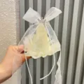Frühling Prinzessin Netz Schleife Krone Haarspange mit Perlenkette für süße Kinder - Hautfarbe U3-2 Haarnadel