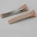 6cm geribbelde stof omwikkelde dubbele tanden eendebek haarspeld DIY kinder haaraccessoires - Champagne