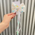 Süße Kinder Pailletten Schleife Haarklammer mit Perlenquasten und Krone Prinzessin. - Hellgelb U5-3 Haarnadel
