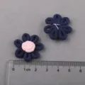 Handmade fabric flower DIY accessory, dark blue and pink dual-color floral craft material. - Navy Blue
