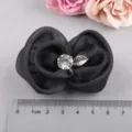 Handgemachte schwarze Stoffblume Schuh Haarschmuck mit Strass und silbernem Blatt deko - Schwarz