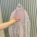 Mädchen rosa Krone Schleier Haarreif, glitzernde Schneeflocken Haarschmuck für Kinder Party. - Rosa Stirnband