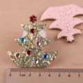 Weihnachtsbaum DIY Glitzer Flicken mit bunten Strasssteinen und Filzrueckseite, Bastelbedarf. - Glitzer Weihnachtsbaum Patch / Zitronengelb
