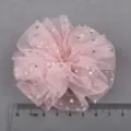 Accesorio de pelo flor de malla rosa con estrellas plateadas, material de tela DIY para lazos. - Loto Estrella de Plata Semielaborado (668)