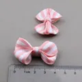 Rosa und weiße gestreifte Stoffband Haarschleifen für DIY Handwerk Haarzubehör Set - Silber-Rosa R1-1