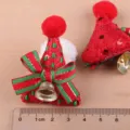 Weihnachten Miniatur Hut DIY Zubehoer mit Schleife und Glocke fuer Feiertag Handwerk Deko - Weihnachtsmütze Patch (Gestreift) / Lotosrosa