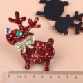 Weihnachts Glitzer Rentier Haarschmuck DIY Bastelzubehör mit Schleife und grünen Augen. - Weihnachtsrentier (Edelsteinauge) / Rot