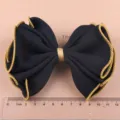 Große schwarze DIY Stoff Schleife Haarschmuck mit goldener Kante für Handwerk und Dekoration. - Schwarz Großer Bogen Material (K1-1)