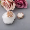 DIY Strass Kristall Blumen Aufnaeher, handgemachte champagner Perlen Applikation fuer Haarschmuck. - Champagner Kristall