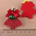 Weihnachtsbaum Haarspangen Set Glitzer Filz Schleifen Glocken Kinder Haarschmuck - Weihnachtsbaum Pailletten Haarnadel Patch / Dunkles Weinrot