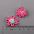 Handmade DIY fabric flower accessories, pink and light green color variants for apparel decor. - Hot Pink