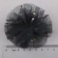 Flor de tul negro accesorio de pelo DIY base con estrellas doradas, manualidades. - Negro Semielaborado (668)