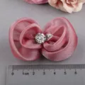 Rosa Organza Blumen Haarklammer Schuh Zubehör DIY handgemachte Strass Kleidung Deko Artikel - Fuchsie