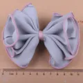 Große graue DIY Schleife Haaraccessoire mit pinker Kante für Handarbeit und Dekoration. - Grau Großer Bogen Material (K1-1)