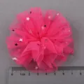 Aplicación de flor de tul rosa con lentejuelas brillantes para accesorios de cabello y manualidades. - Rosa Oscuro Semielaborado (668)