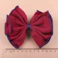 Große rote Stoff Haarschleife DIY Zubehör mit blauem Rand zum Basteln und Dekorieren - Weinrot Großer Bogen Material (K1-1)