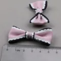 DIY rosa schwarze gestreifte Schleife Haarzubehör Material süße Kinder Haarspange Basteln - Hellviolett Nr. 5 F+