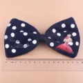 Große dunkelblaue gepunktete Schleife Haaraccessoire DIY Handwerksmaterial für den Winter. - Tiefblau Polka Dot Bogen Material (T1-2)