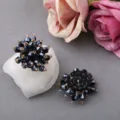 Schwarze Kristall DIY Blume handgemachte dekorative Accessoires fuer Kleidung und Schuhe - Dunkelblaues Großes Kristall