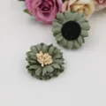 Gruene Mikrofaser Stoffblume DIY Zubehoer fuer Haarklammern und Handyhuellen Dekoration - Gänseblümchen Halbzeug (B1-5) / Armeegrün
