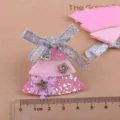 Rosa glitzernder Weihnachtsbaum DIY Haarschmuck mit Schleife für Dekoration. - Weihnachtsbaum Patch (TA4-3) / Dazzling Rosa
