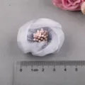 DIY Stoff Blume Haarschmuck Bastelmaterial Graue Organza Blumen Blütenblätter Größe 4cm - Silber