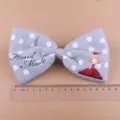 Große gepunktete Haarschleife DIY Handarbeit Bastelmaterial mit süßem Mädchen Print Motiv. - Hellgrau Polka Dot Bogen Material (T1-2)