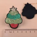 Weihnachtsbaum Glitzer Aufnäher DIY Haarschmuck und Handyhülle Dekoration Material - Weihnachtsbaum Patch (TA4-3) / Grün