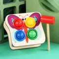 Wooden pounding ball toy for toddlers, early education color matching hammer game for kids. - Butterfly Style