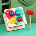 Wooden pounding ball toy for toddlers, early education color matching hammer game set. - Heart Style