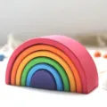 Giocattolo impilabile arcobaleno in legno per bambini colore forma cognitiva apprendimento. - Arcobaleno