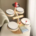 Variante di giocattolo musicale in legno per bambini con batteria, xilofono e percussioni. - Batteria multifunzionale ADS