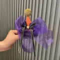 Kids Halloween hair clip with purple mesh bow and mini hat, cute festival hair accessory. - Violet O2-4 Clip