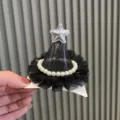 Girls black mesh star hair clip with pearls cute party hairpin children hair accessories variant - Black Hair Clip