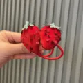 Kinder rote Erdbeere Pailletten Haargummi, süßes Plüsch Haaraccessoire für Mädchen. - Erdbeere Haarseil (B4-6) / Lotosrosa
