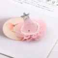 Cute girls pink cone hair clip with pearls and star charm for birthday party dress up. - Semi-Finished Style (Z2-3) / Pink Semi-Finished Component