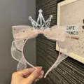 Rosa Prinzessin Kronen Haarreif mit glitzernder Schleife Tüll Haarschmuck für süße Mädchen - Rosa