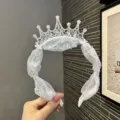 Kinder Krone Haarreif Weißes Netz Glitzernde Strass Prinzessin Haarreif Variante - Weiß