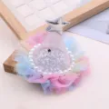 Kids birthday hat hair clip, featuring colorful tulle, pearls and silver star. Cute hair accessory. - Multicolor Semi-Finished Component