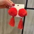 Rote Pompon Quasten Haarklammer Süße Kinder Festliche Haarnadel Neujahr Haarschmuck - Lotusrosa Paar Clips Perlen K