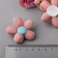 Handmade fabric flower DIY accessories, pink petals with blue polka dots, perfect for crafts. - Korean Purple Semi-Finished B2-2