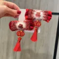 Chinesisches Neujahr rote Haarklammern süße Schleife Quaste Laterne Design festlich Kinder - Wassermelonenrot Fu Zeichen Clips TA3-1